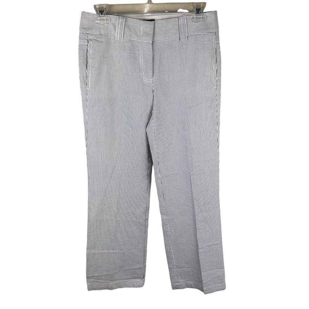 J. Crew Women Favorite Fit Pants Size 0 White‎ Striped Straight Leg Work Office